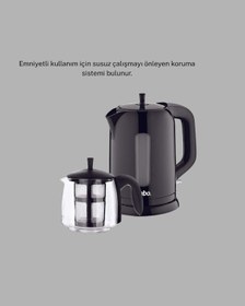Resim Techmrt Sinbo Elektrikli Çay Makinesi 1.7 L Su Isıtıcı Ve Cam Demlikli Güvenli Kullanım 