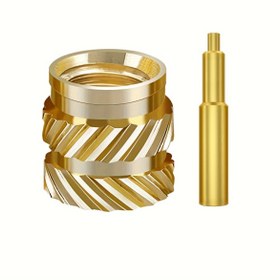 Resim 130 adet M3 Dişli Takozlar M3x4x5mm Isı Seti Takozlar 3D Baskı Metrik Tırtıklı Somunlar Pirinç Isı Seti Takoz Plastik Parçalar için Lehimleme Ucu ile 