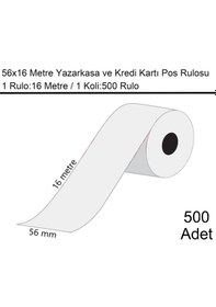 Resim 56x16 Metre Termal Kredi Kartı Ve Yazarkasa Pos Rulosu1 Koli:500 Adet Rulo 
