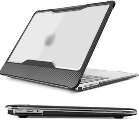 Resim McStorey MacBook Air A1932 Uyumlu 13 İnç Outdoor Karbon Fiber Sert Kapak Darbe Emici Şeffaf Koruma Siyah 