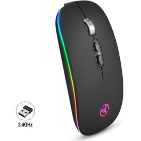 Resim Hxsj M103fg 1600dpi Ayarlanabilir 2.4g Rgb Işık Kablosuz Fare Siyah Diğer 