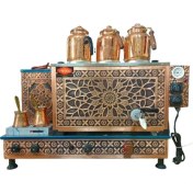 Resim Tiryaki Osmanlı Bakır 3 Demlikli Orjinal Tiryaki Marka Bakır Çay Ocağı Kazanı Semaveri 