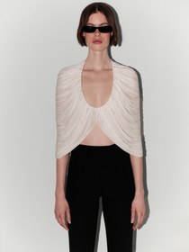 Resim Hand-Embellished Silk Tulle Bolero Top in White - 36 / White 
