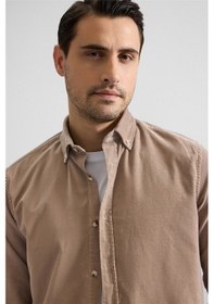 Resim Süvari Bej Regular Düğmeli Yaka Casual Gömlek Gm2008000242-bj3 Bej 