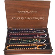 Resim İsmli Kutusunda 4 Adet Sıkma Kehribar Efsane Renkler Tesbih Set 