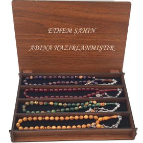 Resim İsmli Kutusunda 4 Adet Sıkma Kehribar Efsane Renkler Tesbih Set 