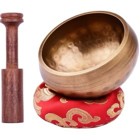 Resim Şarkı Söyleyen Kase Seti 8 Cm/3 Inç El Yapımı Metal Ses Kasesi ve Yumuşak Yastık ve Ahşap Forvet ile Meditasyon Ses Çakra Şifa Yoga Gevşeme 