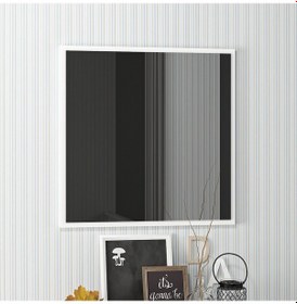 Resim Dekorosso Sır Modern Dekoratif Salon Banyo Kare Ayna Beyaz 