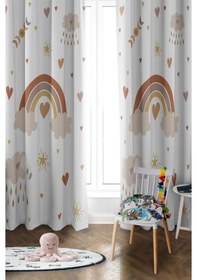 Resim Parlak Saten Mikro Kumaş Çift Kanat Çocuk Odası Fon Perde Takımı Prd0034 