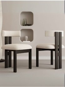 Resim Odense İskandinav Ahşap Bohem Sandalye Siyah - Beyaz 