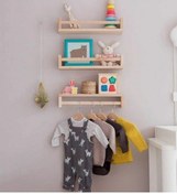 Resim Montessori Çocuk Odası Duvar Rafı Ahşap Kitaplık Raf 3 Adet 50 Cm 