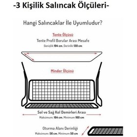 Resim Mandaş Süngerli 3 Kişilik Salıncak Minder Seti (Pamuklu Kumaş) Gri 