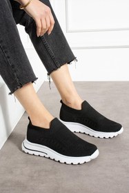 Resim Ayax Siyah Triko (Beyaz Taban) Günlük Kadın Sneaker 