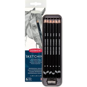 Resim : Sketching Pencil : Eskiz Kalem Seti : 6' Lı (Metal Kutu) 