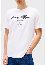 Resim Tommy Hilfiger Erkek T Shirt Mw0mw33691 Ybr Beyaz Beyaz 