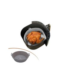 Resim River World 20 CM'lik Gri Renkte Isıya Dayanabilen ve Yıkanabilen Yuvarlak Silikon Airfryer ve Fırın Matı 