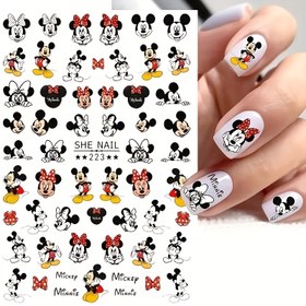 Resim 1 adet Disney Mickey & Minnie Mouse Tırnak Stickerleri - Kendinden yapışkanlı Karikatür Tırnak Sanatı Decal'ları, Kadınlar için - DIY Manikür Dekoru, Ayak Tırnak Tasarımları, Parti Malzemeleri 