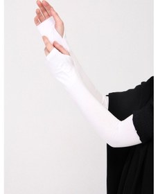 Resim Parmak Geçmeli 45cm Likralı Penye Kolluk 1 Çift Beyaz 