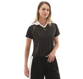 Resim Puma T7 Relaxed Football Jersey Kadın T-Shirt Siyah 