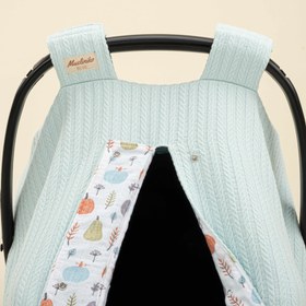 Resim Puset Örtüsü - Çift Taraflı - Turkuaz Örgü - Yeşil Balkabağı 