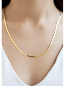 Resim Uşaklıhafız 14 Ayar Altın Italyan Ezme Zincir Kolye 45 Cm 