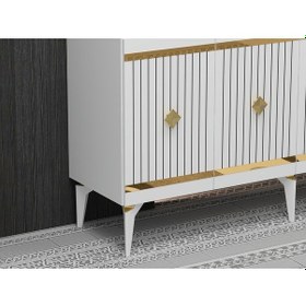 Resim Lenora TV Sehpası Ve Konsol 2'li Salon Takımı Altın - Beyaz 