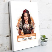 Resim Karikatürlü En Başarılı Kadın Beyzbolcu Kanvas Tablo 