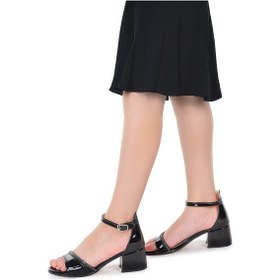 Resim Kiko Kids Elos Günlük Kız Çocuk 4 Cm Topuklu Sandalet Ayakkabı Siyah Siyah 