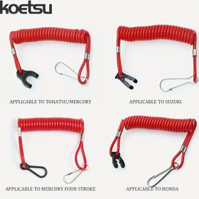 Resim KOETSU Dıştan Takılan Motor Alev Kesme Kordonu - Dayanıklı TPU, Kırmızı Siyah Vurgularla, SUZUKI, Tohatsu, MERCURY & HONDA Motorları İçin, Kolay Bağlantı için Metal Karabina Dahil 