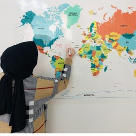 Resim Dünya Haritası Akıllı Kağıt Tahta Yazı Tahtası Özel Baskı Renkli 