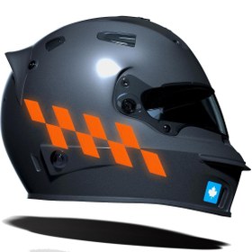 Resim Floresan Turuncu Damalı Kask Motosiklet Sticker Takımı Çınar Extreme 