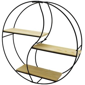 Resim Sembol - Yuvarlak 3 Katlı Metal Dekoratif Duvar Raf 60 X 14 X 60 Cm 4915 