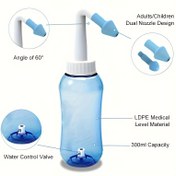 Resim 300ml/330ml Neti Şişesi Çocuklar/Yetişkinler İçin - BPA-Free Plastik Sinüs Temizleme ve Burun Temizleme Şişesi Çift Nozul Tasarımı, Hassas Ciltler İçin Yumuşak Uç, Gençler ve Yetişkinler İçin Sinüs Temizleme 