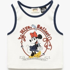 Resim Koton Minnie Mouse Lisanslı Baskılı Kaşkorse Kolsuz Crop Atlet Ekru 5skg30078ak Ekru 
