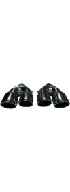 Resim HYM Tuning 90 Lık Takım Yuvarlak Eğik Ağız 90MM Çift Çıkış Egzoz Ucu, Sağ Sol Takım 