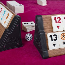 Resim Alpsan Lotus Star Okey Vip Ahşap Okey Takımı Rummy Set 