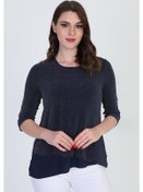 Resim Ella Camelia Kadın Asimetrik Tül Detaylı Bluz 042 Lacivert 