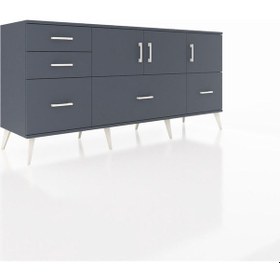 Resim Hyperion Konsol 2 Raflı 5 Çekmeceli 3 Kapaklı 176x44x83 Antrasit-antrasit Antrasit 
