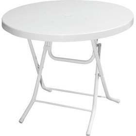 Resim Omnipazar Mt-gfm206 Luce Plastik Yuvarlak Katlanır Bahçe Balkon Masa Ø85 Cm Beyaz Beyaz 