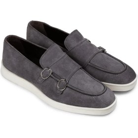 Resim Deery Süet Gri Çift Tokalı Erkek Loafer Ayakkabı - 01966Mgrıc01 