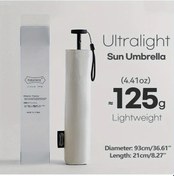 Resim Elmpaly Parachase 111 Gram Karbon Fiber Katlanır Şemsiye Beyaz Uv Korumalı Rüzgar Koruma Seyahat 