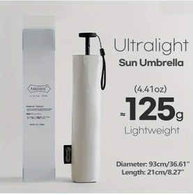 Resim Elmpaly Parachase 111 Gram Karbon Fiber Katlanır Şemsiye Beyaz Uv Korumalı Rüzgar Koruma Seyahat 