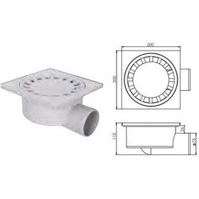 Resim Büyük Çamur Yer Süzgeci 20x20 70 Lik Yandan Çıkışlı 