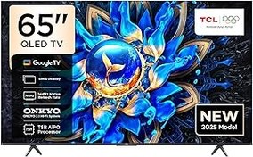 Resim TCL 65 inç Akıllı TV 65T8C 4K QLED Renkli Quantum Crystal HDR10+ Oyun Google TV, 144Hz Doğal Yenileme Hızı, ONKYO 2.1 Hi-Fi Ses Sistemi, Dolby Atmos, DTS Virtual X, MEMC, Game Master (2025 Modeli) 