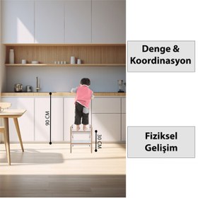 Resim Minera Çocuk / Yetişkin Montessori Ahşap Basamak, Yükseltici, Tabure 