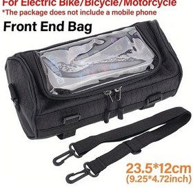 Resim Chuangyinshop 1 Adet Motorcycle Head Storage Bag Black Cep Telefonu Yerleşik Dokunmatik Ekran Ön Depolama Çantası Elektrikli Araç Siyah 