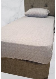 Resim Çarşaf Fitted Tek Kişilik Yavruağzı Krem Keten Pamuk Kumaş Yastık Kılıf El Yapım 