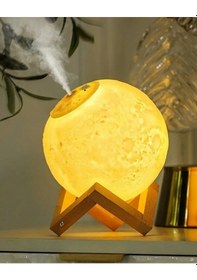 Resim Ay Lambası Hava Nemlendirici Usb Şarjlı Led Işıklı Moon Lamp Humidifier Aromaterapi Buhar Difüzör 