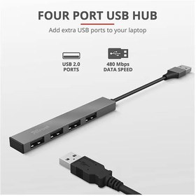 Resim Trust 23786 Halyx Mini USB 2 Hub Alüminyum 4 Bağlantı Noktalı Pc, Laptop, Mac Için - Gümüş 
