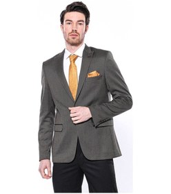 Resim Wessi Kendinden Desenli Slim Fit Kahverengi Erkek Ceket 001 